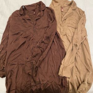 2- Silk SKIMS sleep shirts size L